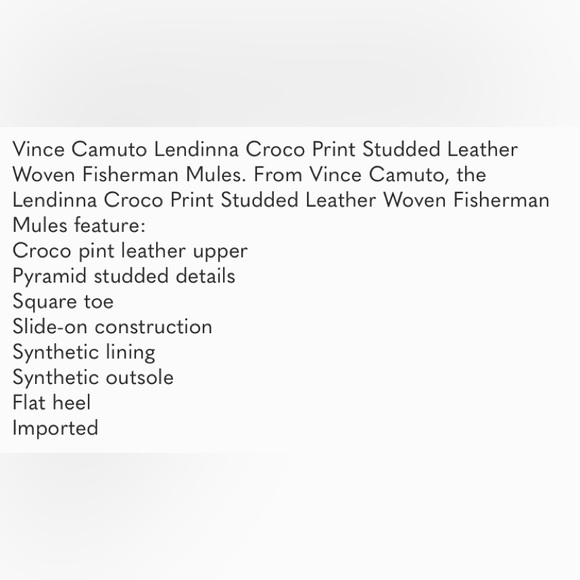 Vince Camuto Lendinna Croco Print Studded Leather Woven Fisherman Mules Size 6.5 - Picture 2 of 9